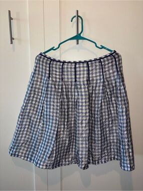 Zenobia Blue Gingham Circle Satin Skirt